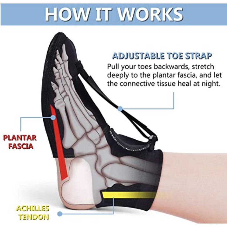 ถุงเท้าเฝือกกลางคืนสําหรับ Foot Drop / Plantar Fasciitis / Achilles Tendinitis Support Brace