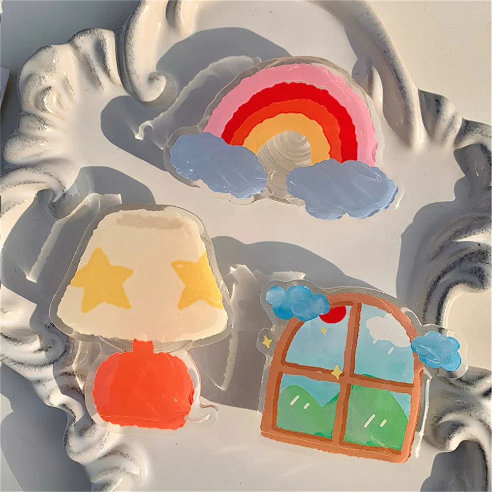 เกาหลี Graffiti Rainbow Cloud Grip Tok น่ารัก 3D Star สําหรับ iPhone 14Pro อุปกรณ์เสริมโทรศัพท์มือถือขาตั้งผู้ถือ GripTok สนับสนุน
