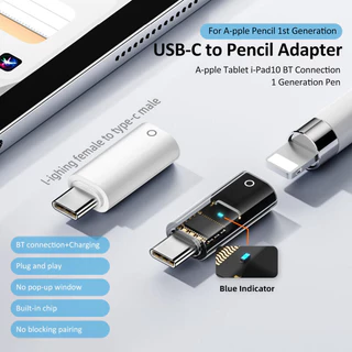 อะแดปเตอร์ชาร์จ USB C เป็นดินสอสำหรับ Aple Pencil 1st Generation Light/ning Pencil หญิงเป็น USB-C ชายอะแดปเตอร์ชาร์จบลูทูธตัวเชื่อมต่อคู่สำหรับ i/Pad 10th Gen