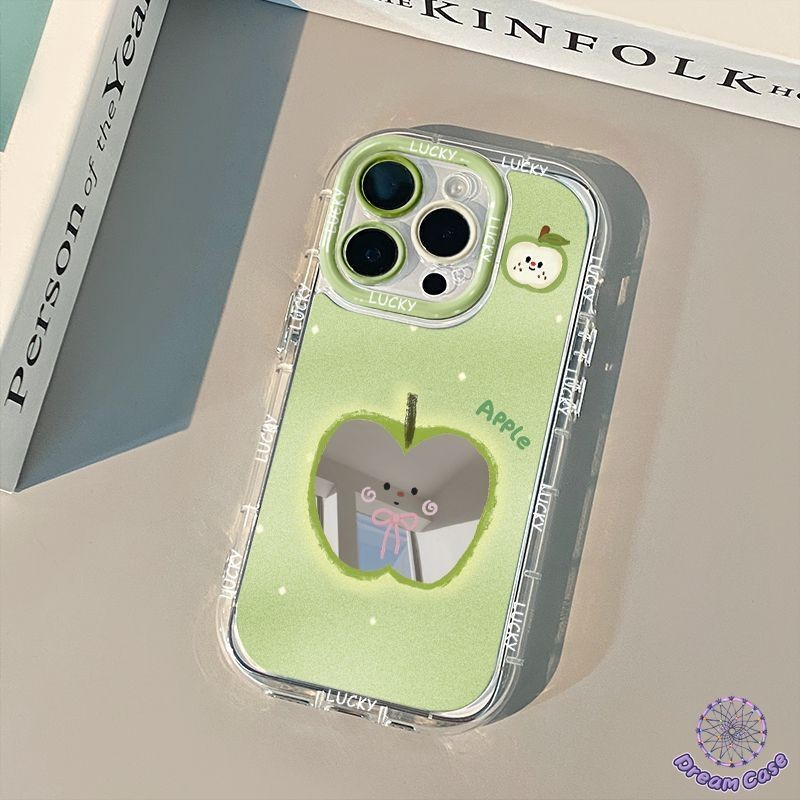 การ์ตูนสร้างสรรค์แอปเปิ้ลกระจกเคสเข้ากันได้กับ IPhone 11 15 13 14 12 Pro Max 7Plus XR X XS Max 7 8 15 14 Plus SE 2020