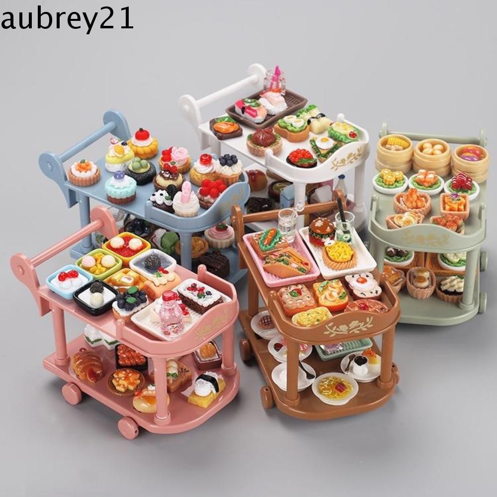 Aubrey1 Mini Kitchen Carts รถเข็น,พร้อมอาหารรุ่น Miniature Dollhouse Food CartsMini, อาหารเย็น Ob11 เฟอร์นิเจอร์อุปกรณ์เสริมอาหารและเล่นอาหารขนาดเล็กรถเข็นตุ๊กตาอุปกรณ์เสริม