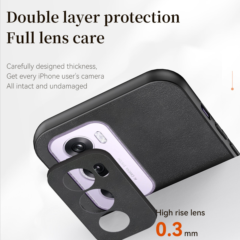 สําหรับเคสโทรศัพท์ OPPO Reno 12 5G, เคสป้องกันหนังกลับหนังแกะหรูหราพร้อมขอบแข็งและนุ่ม - รูปที่ 5