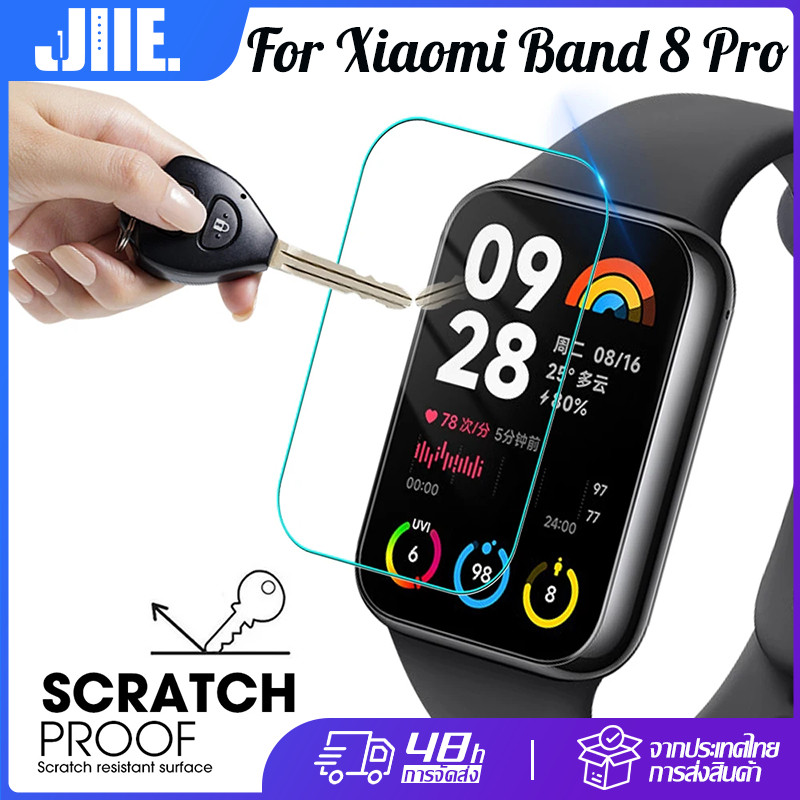 ฟิล์มกันรอยกระจกนิรภัยสำหรับ Xiaomi Band 8 Pro ครอบคลุมเต็มจอ ฟิล์มป้องกันการระเบิด HD สำหรับ Mi Band 8 Pro