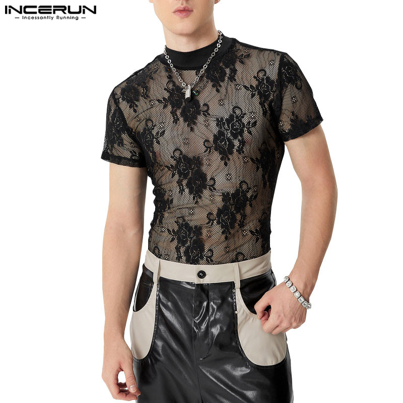 ไม่แน่นอน เสื้อยืดแขนสั้นลายดอกไม้คอกลมแฟชั่นวินเทจสําหรับผู้ชาย