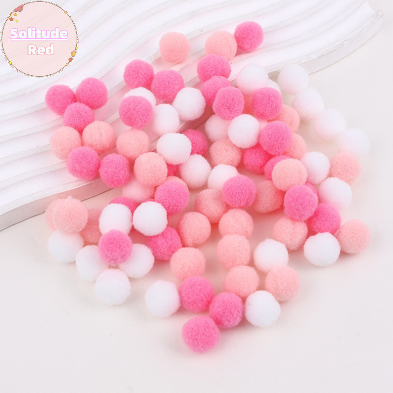 Solitudered Mystery กล่องอุปกรณ์เสริมพวงกุญแจตุ๊กตาของเล่น Macaron สีสันลูกขนสัตว์ 1.5/2/2.5 ซม.DIY ตกแต่งของเล่นตกแต่ง TH