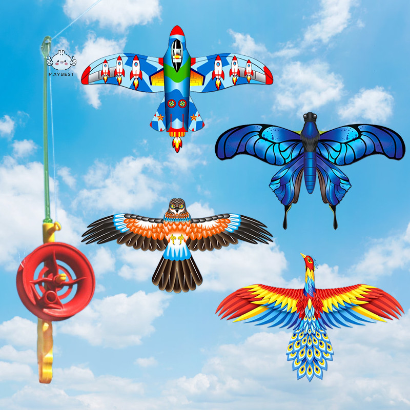 {maybest} เด็กแบบไดนามิก Kite ของเล่นการ์ตูน Kuromi Phoenix ผีเสื้อเครื่องบิน Eagle Kite เด็กมือถือเบ็ดตกปลา Kite ของเล่นกีฬากลางแจ้ง {TH}
