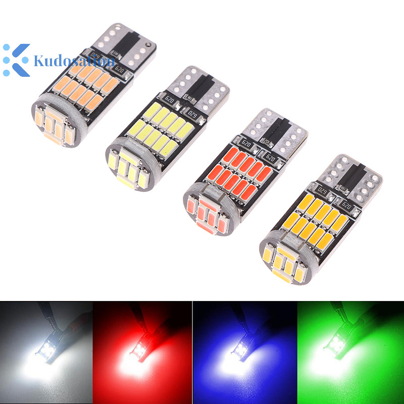 Kudosation Universal ภายในรถโดมความสว่างสูงสัญญาณไฟ 12V 2PCS T10 หลอดไฟ LED Canbus 6500K 26 SMD 4014 ชิป Nice