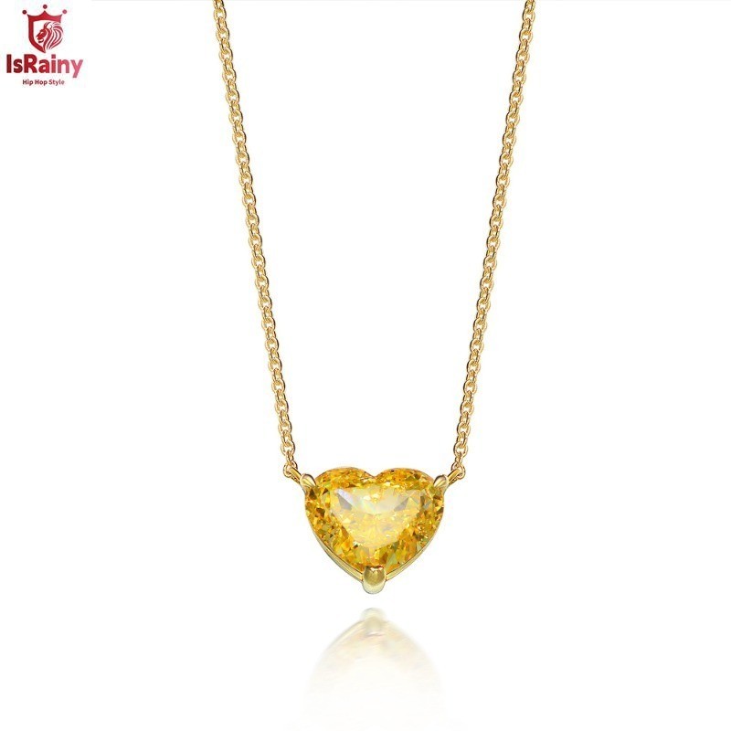 100% 925 Silver Plated 18K Gold สร้อยคอ 10CT 10 * 12 มม.สร้อยคอจี้รูปหัวใจเครื่องประดับพรีเมี่ยม