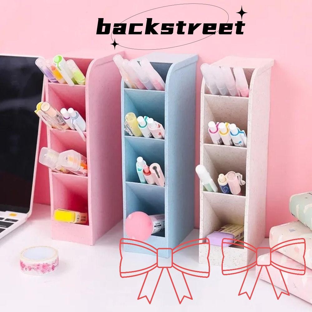Backstage Oblique Pen Holder, 4 Grids Desk Stationery Storage Pen Storage Box, Practical INS Style|ส
