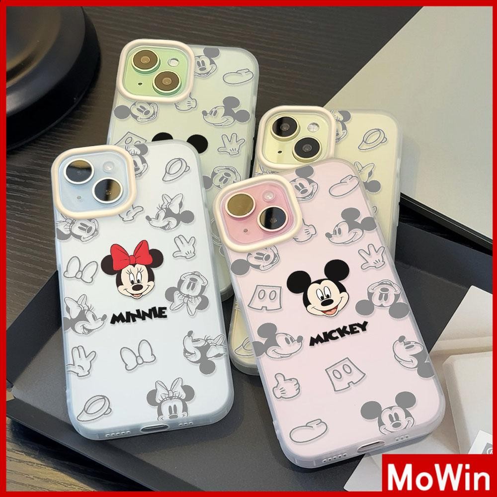 Movin - เคสใส iPhone16 11 Pro Max iPhone เคสใสด้านป้องกันรอยนิ้วมือ TPU นิ่ม หนูคู่หัวโตน่ารัก Compatible With iPhone15 14 13 12 Pro max XS XR 7 8 Plus