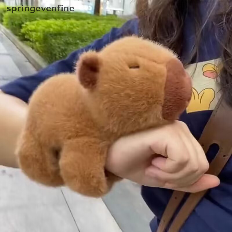 Springevenfine สร้อยข้อมือข้อมือนอนลงตุ๊กตา Capybara ตุ๊กตา Snap แหวนของเล่นตุ๊กตาน่ารักน่าเกลียดตุ๊กตาน่ารัก Springevenfine
