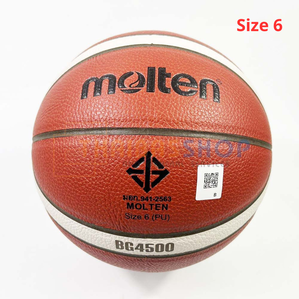 (ของแท้ 100%) บาสเกตบอล ลูกบาส Molten B6G4500 หนังพียู(PU) Size6 รุ่นแข่งขัน ของแท้ มี มอก.