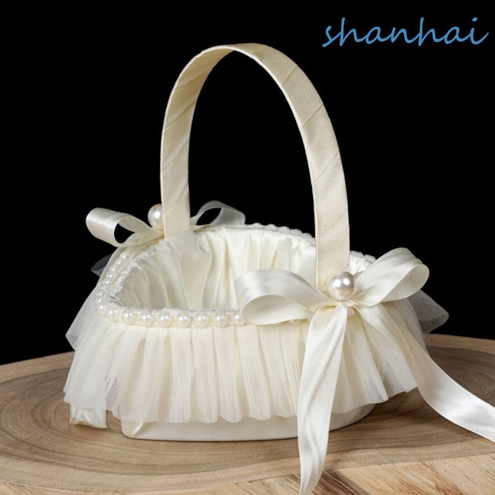 Shanhai ตะกร้าพลาสติก รูปหัวใจ สีเบจ สําหรับใส่ขนมหวาน ดอกไม้ ตกแต่งงานแต่งงาน