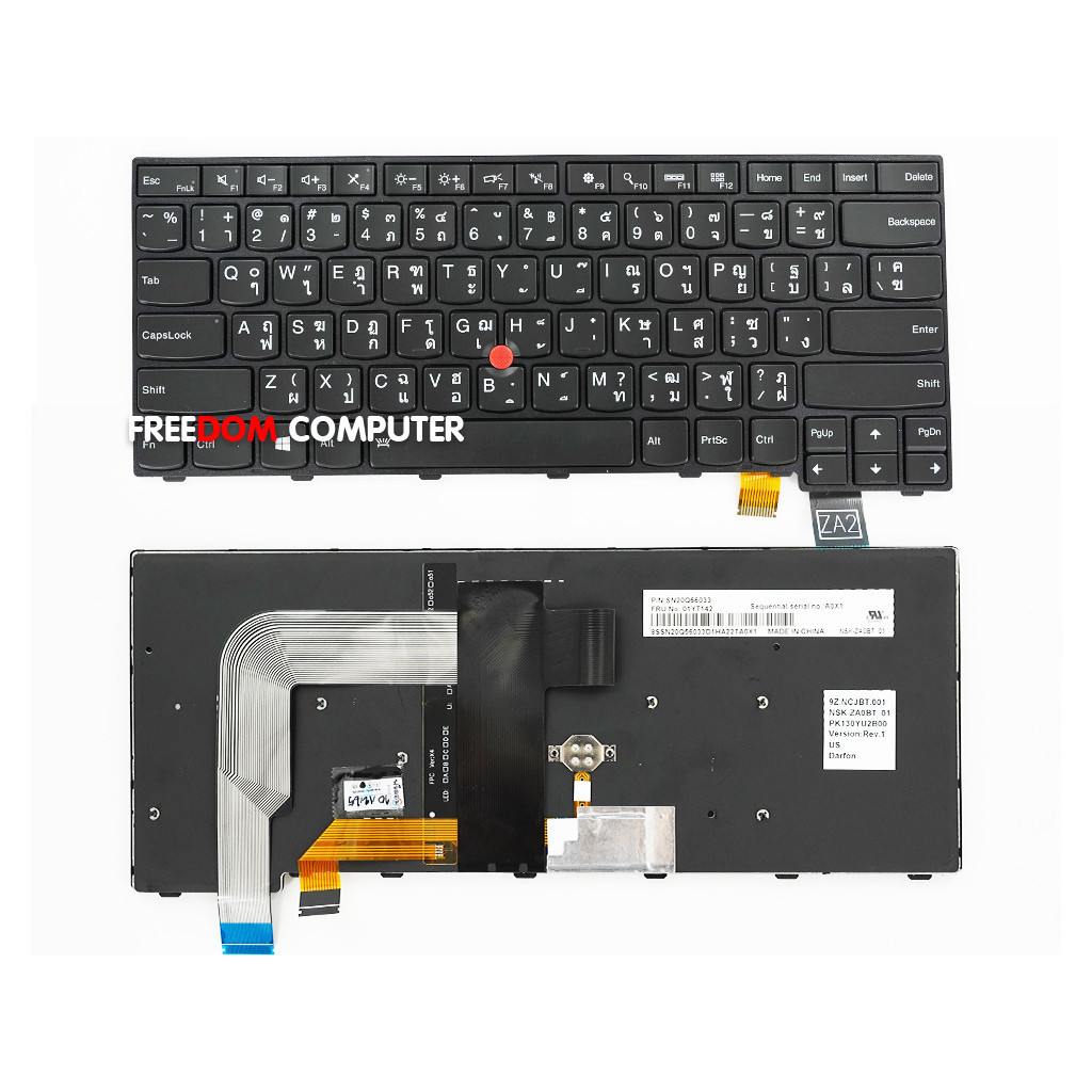 คีย์บอร์ด LENOVO T460S T460P T470S T470P ไทย-อังกฤษ มีไฟ Backlight KEYBOARD