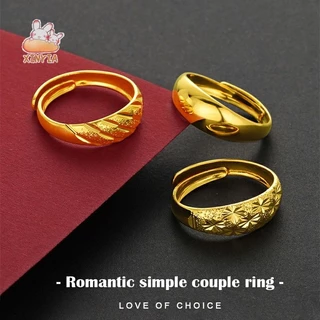 คลาสสิกทองเหลืองเครื่องประดับแหวนผู้ชายผู้หญิง 24K Gold Plated สี Retention เปิดแหวนXINYIA.TH