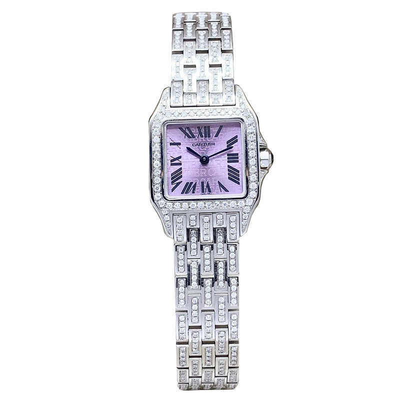 Cartier Cartier นาฬิกาผู้หญิง Santos Little Cheetah Diamond Square Quartz Watch Ladies W2510002