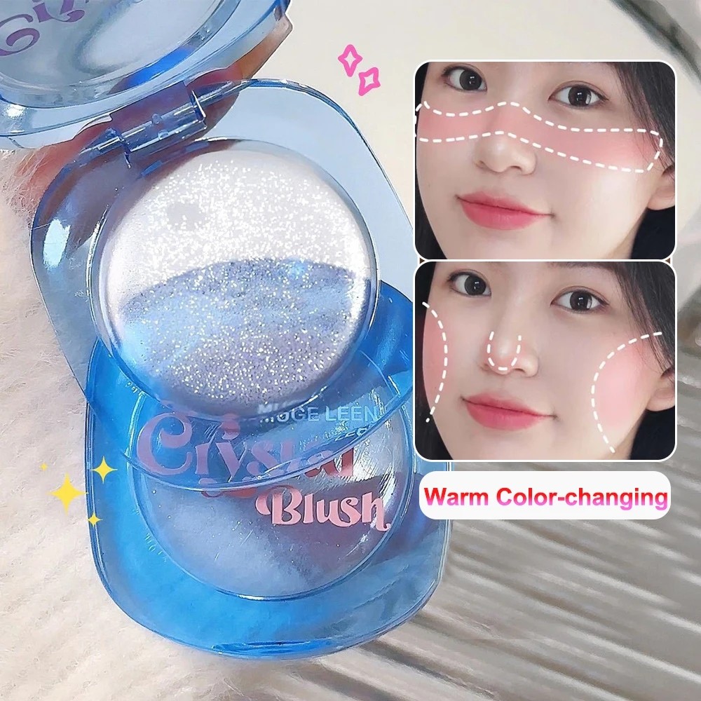 Warm Color-changing Blush - Crystal Pink Blusher Gel - Natural Brighten Glitter Blusher - ให้ความชุ่มชื้น ติดทนนาน - Shimmer Rouge Cream - Jelly Tint Lip - เครื่องสําอางบนใบหน้า