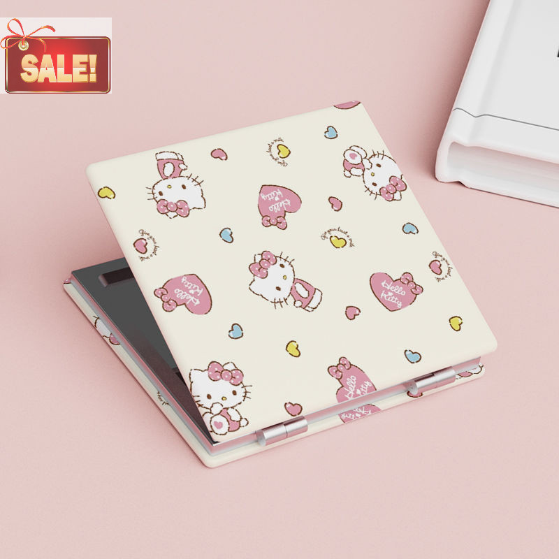 Bl Hello Kitty Mini กระจกแต่งหน้าแบบพกพาน่ารัก Saniro Kt Cat สองด้านพับกระจกแต่งหน้าสําหรับผู้หญิงสาวของขวัญแต่งหน้ากระจก A