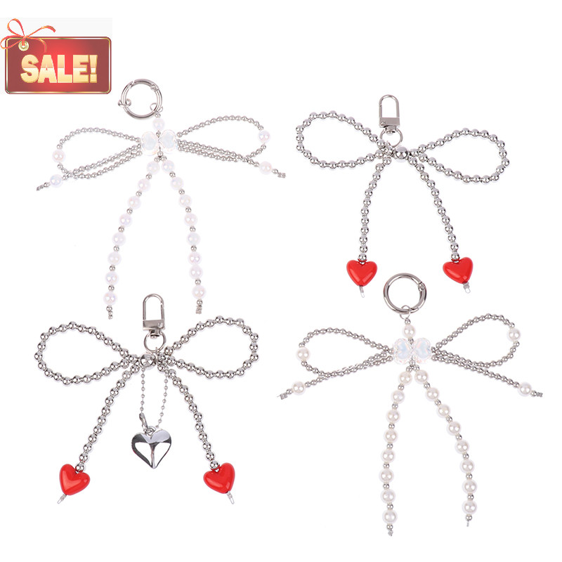 Bl Y2K แฟชั่นสีเงินโบว์เชือกเส้นเล็กพวงกุญแจเกาหลี Bowknot ลูกปัดโทรศัพท์ Ins สไตล์เคสโทรศัพท์จี้กล้อง Ch A