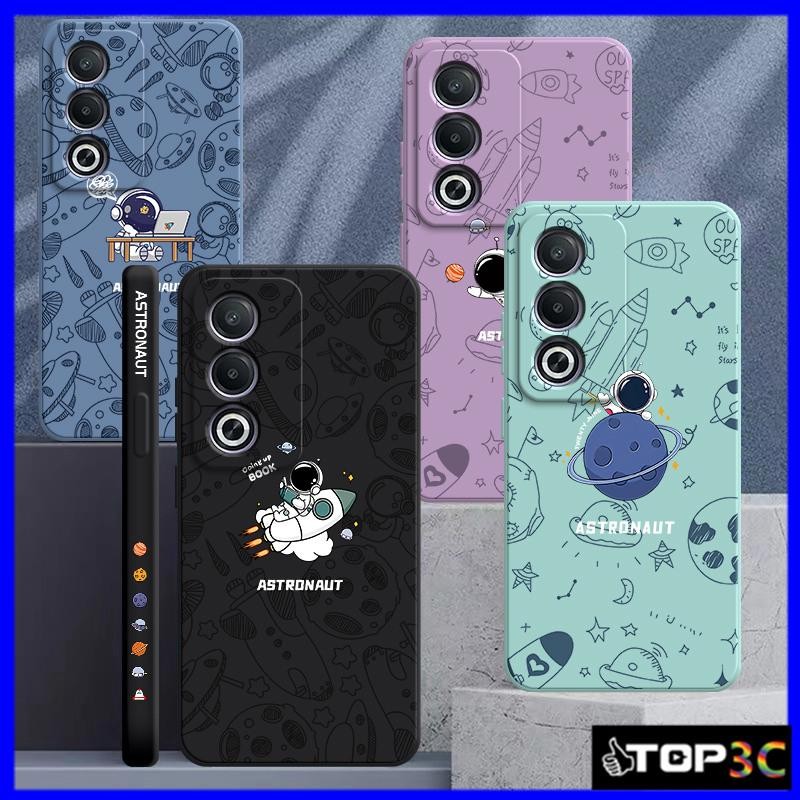 เคส OPPO A3 Pro 5G/A3X 5G/A3/A38/A18/A58/A60/A79 5G การ์ตูน Planet นักบินอวกาศภาพประกอบซิลิโคนเคสโทรศัพท์ TKA