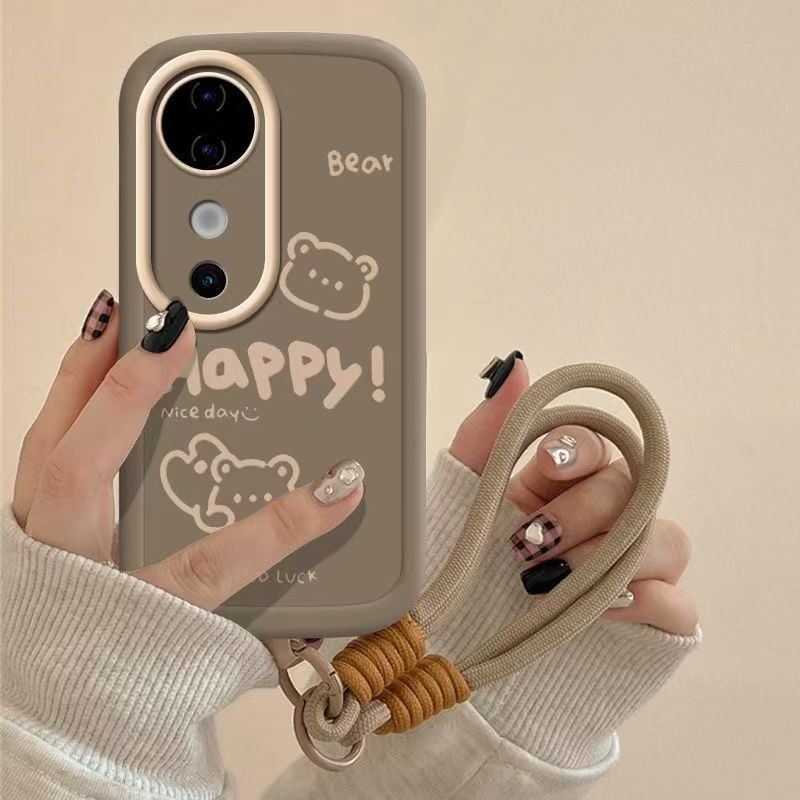 สําหรับVivo X200 FE V50 Lite V40 X200 Pro V30 V29 5GกรณีVivo V40 Pro Happy Bearเคสโทรศัพท์ซิลิโคนรวมทุกอย่างผู้หญิงใหม่Drop Resistance