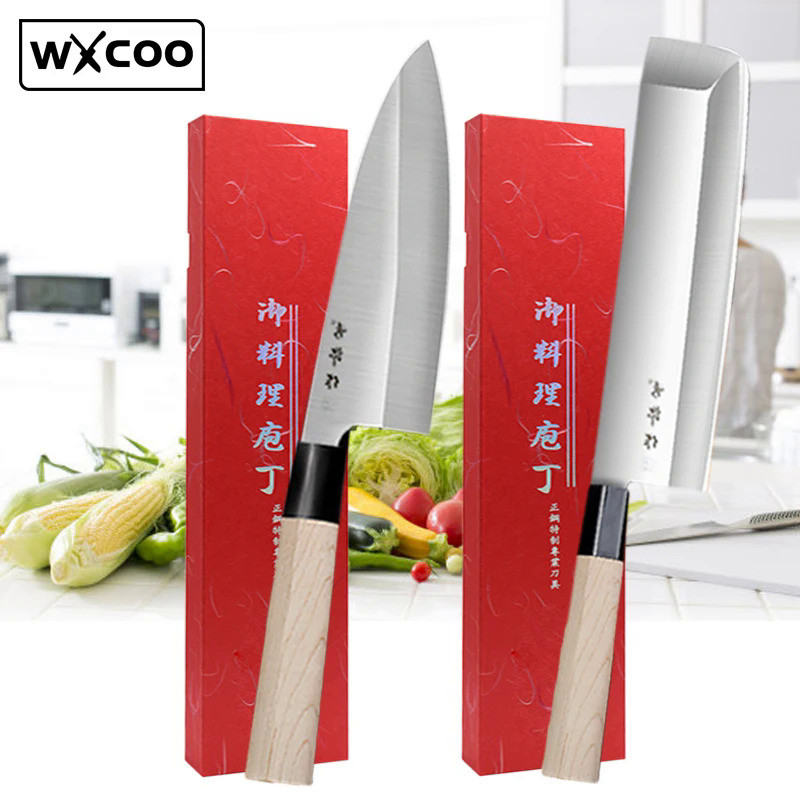 Kitchen Knives Japanese Sushi Sashimi Salmon Knife Sharp Meat Cleaver Cutting Fish Raw Butcher Chef 