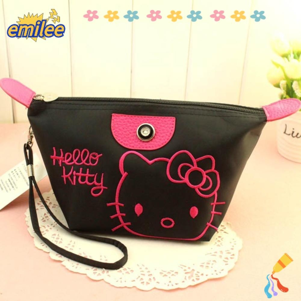 Emilee กระเป๋าแต่งหน้า,กระเป๋าถือ Sanrio Kawaii,ของขวัญ PU ความจุขนาดใหญ่กระเป๋าเก็บอะนิเมะหญิง