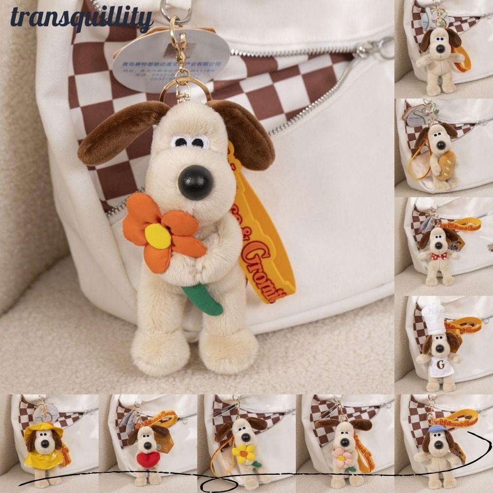 พวงกุญแจ TRANSQUILLITY, Gromit 15 ซม.ตุ๊กตากระเป๋าเป้สะพายหลังจี้,พวงกุญแจน่ารักการ์ตูนสุนัขตกแต่ง PP Cotton Plush ของเล่นสําหรับกุญแจรถ