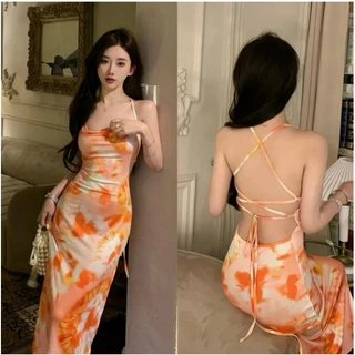 เดรสโชว์หลัง ผู้หญิง เปิดไหล่ รัดรูป น่ารัก ชุดออกงานเรียบหรู เดรสยาว สายเดี่ยว เดรสมัดย้อม ชุดเดรสหญิง ชายมัดย้อม สไตล์