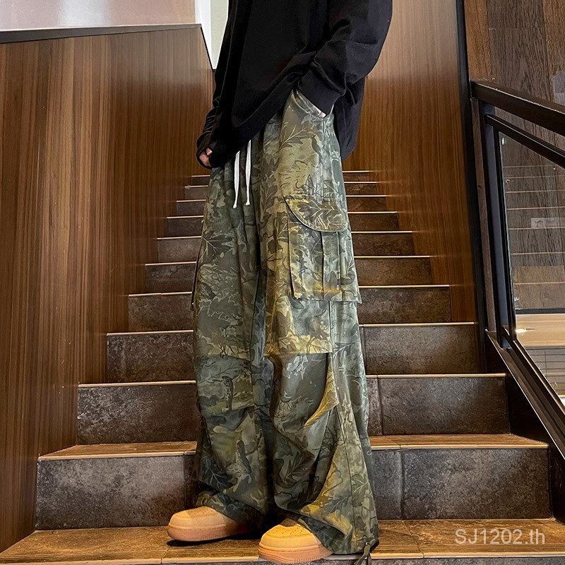Multi-Pocket Autumn Straight Cargo Trendy Brand Camouflage Wide-Leg Trendy Loose Men's High Street Casual Trousers American Pants
