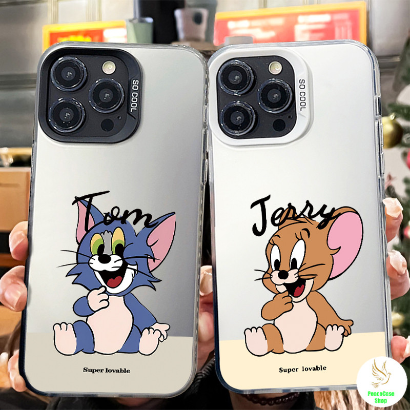 COD-ในไทย เคสคู่รัก ลูกแมวและหนู น่ารัก คาดหวัง สําหรับiPhone 7 8 X 11 12 13 14 15IMDเปลือกแข็งสีเงิน กันกระแทก Unisex