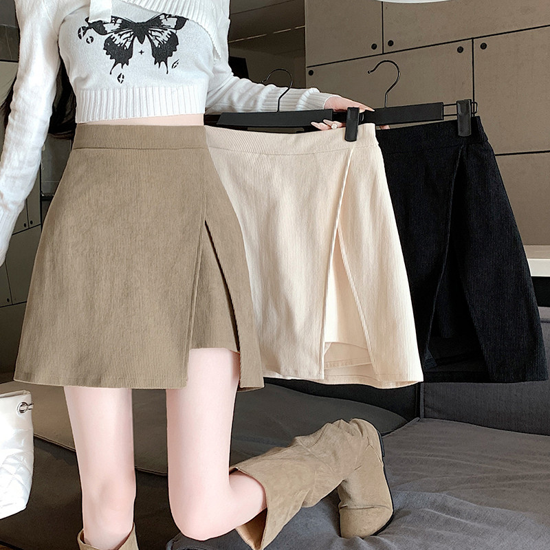 Suxi Retro Sweet Simple ฤดูใบไม้ร่วงใหม่ลําลองเอวสูงผู้หญิง A-line กระโปรงสั้น 240911