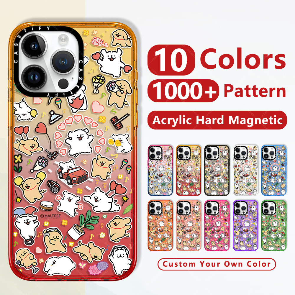 แฟชั่นกันกระแทกใสแข็งใสไอโฟนแม่เหล็กชาร์จได้caseเคสเกาหลี ของผู้หญิง น่ารักสุนัข Maltese Stickermania สําหรับ Iphone 16 Pro Max 12 14 15 Pro 13 16 Plusหรูหราคุณภาพสูงยี่ห้อป้องกันสีเหลืองฝาปิดใสขอบเรียบแข็งปกป้องโทรศัพท์มือถืออุปกรณ์เสริมสำหรับ Tify