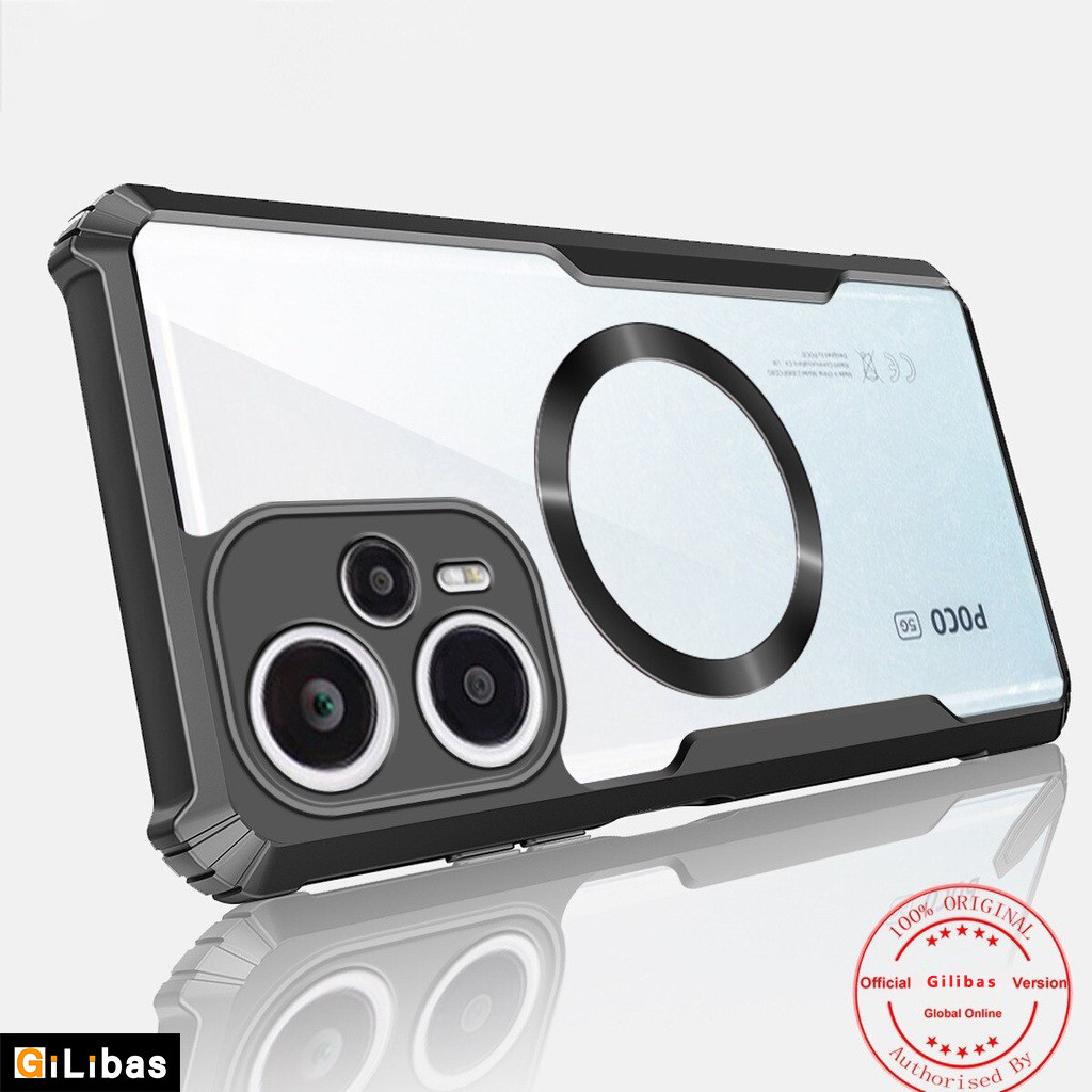 Gilibas อุปกรณ์เสริมสำหรับ Xiaomi POCO F5 / Redmi Note12 Turbo แม่เหล็กโทรศัพท์มือถือเคสอะคริลิคใสตัวป้องกันสมาร์ทโฟนกันกระแทก เคสใส่โทรศัพท์
