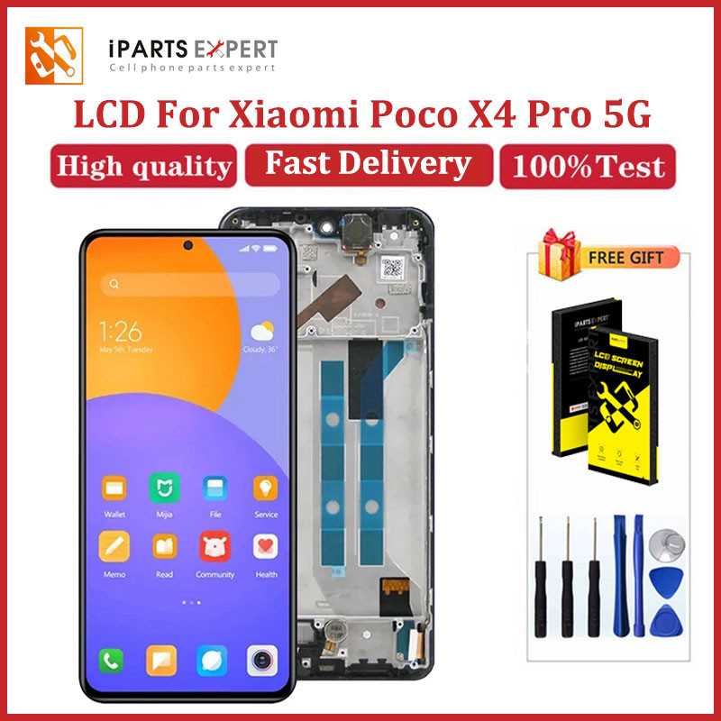 Ipartsexpert LCD สําหรับ Xiaomi Poco X4 Pro 5G 2201116Pg จอแสดงผล Lcd หน้าจอสัมผัสพร้อมกรอบสําหรับกา