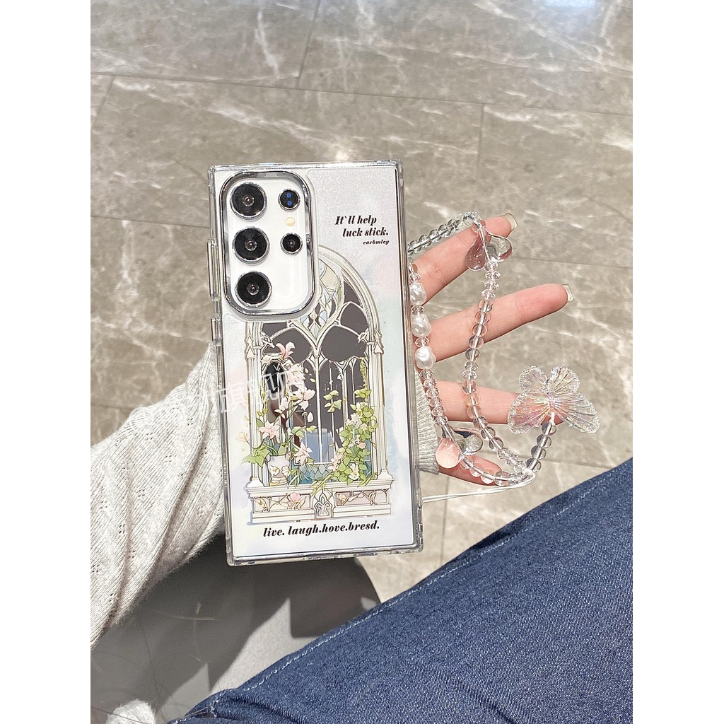 เหมาะสําหรับsamsung S24ultraเคสโทรศัพท์เป็นS23uสาวS22 PlusสิบA52 s21fe Niche Note20กระจกA54 Artพร้อมChain Lanyardความรู้สึกระดับไฮเอนด์จะไม่ชนเปลือกS20a55