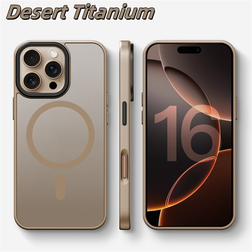 ใหม่ Desert Titanium Matteเคสโทรศัพท์แม่เหล็กสําหรับiPhone 16 15 14 13 11 12 Pro Max 14 15 16 Plusโปร่งใสเกราะกันกระแทกปกแข็ง