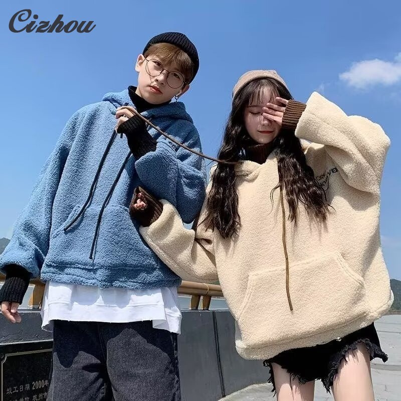 เสื้อโค้ทฤดูใบไม้ร่วงและฤดูหนาวหลวมแบบหนาสําหรับผู้ชายและผู้หญิง ปลอมสองชิ้น