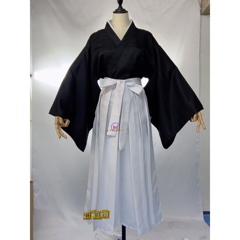 เครื่องแต่งกาย Kendo Naruto Kendo Kimono ชุดซามูไรญี่ปุ่นสีดำและสีขาวนักรบเวทมนตร์กิโมโนคอสเพลย์เครื่องแต่งกายอะนิเมะ