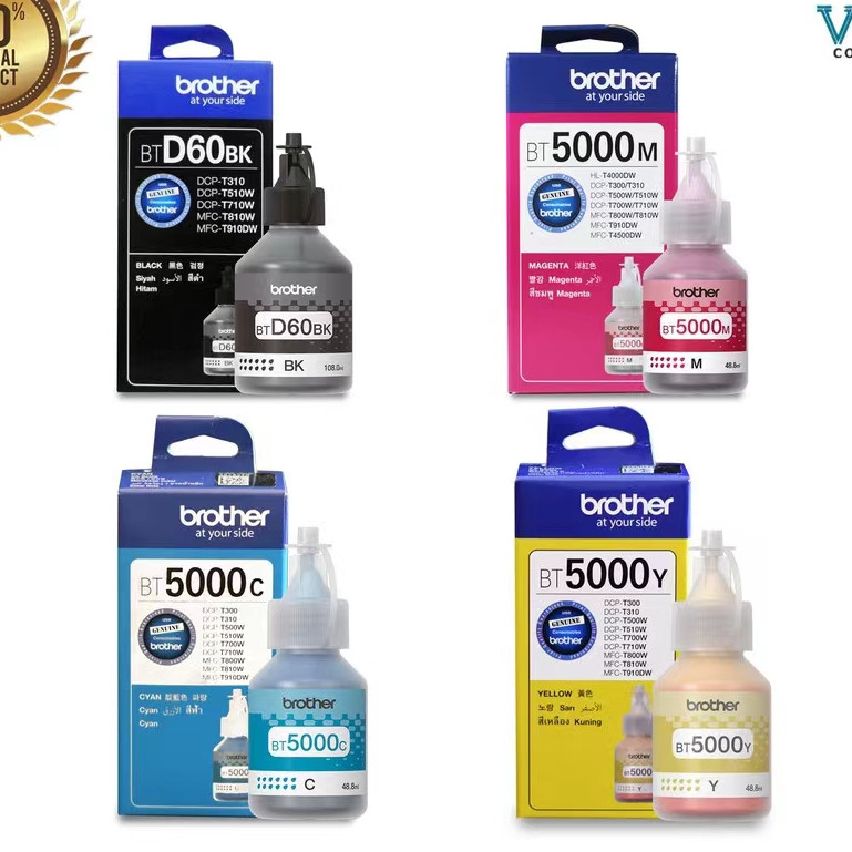 หมึก BROTHER แท้ % (พร้อมกล่อง) BT D60,BT6000BK,,BT5000Y,BT5000M,BT5000C