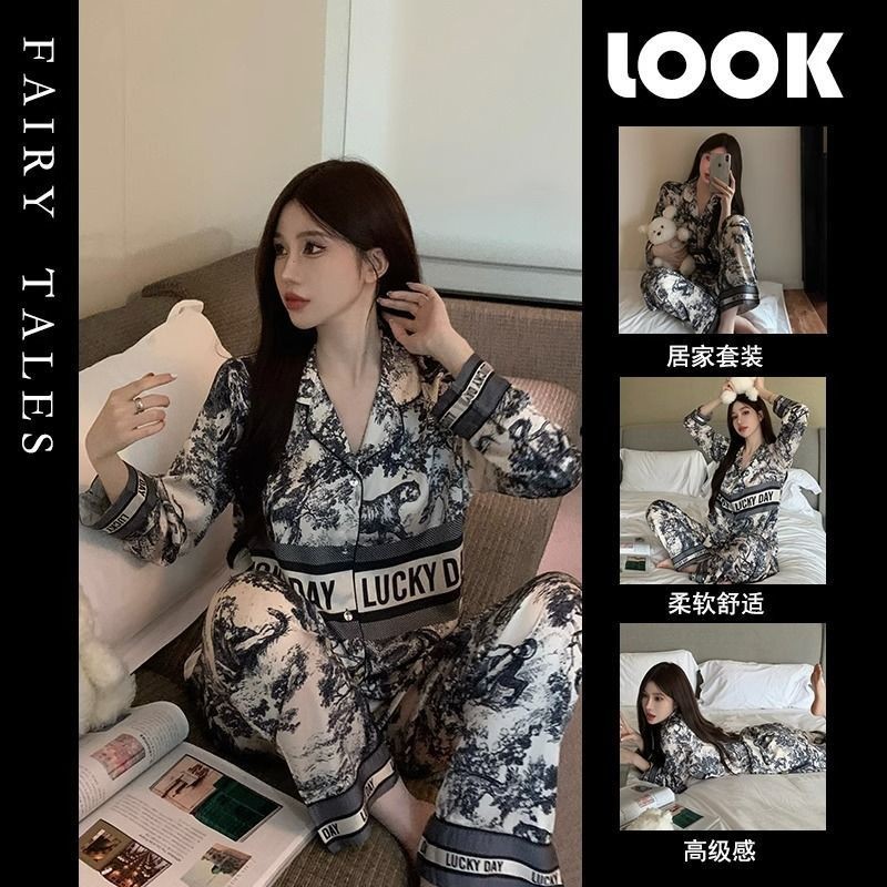 ใหม่หมึกวาด ins ชุดนอนผู้หญิงฤดูใบไม้ร่วงสไตล์แห่งชาติออนไลน์หญิงสาวคาร์ดิแกนหลวมชุดแต่งกายภายนอกฤดูใบไม้ผลิ