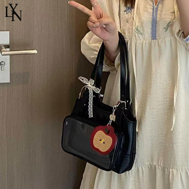 Lyn Yangqi กระเป๋าถือสไตล์วิทยาลัยออกแบบเฉพาะใหม่กระเป๋าโท้ทความจุขนาดใหญ่กระเป๋าขนมอนิเมะ