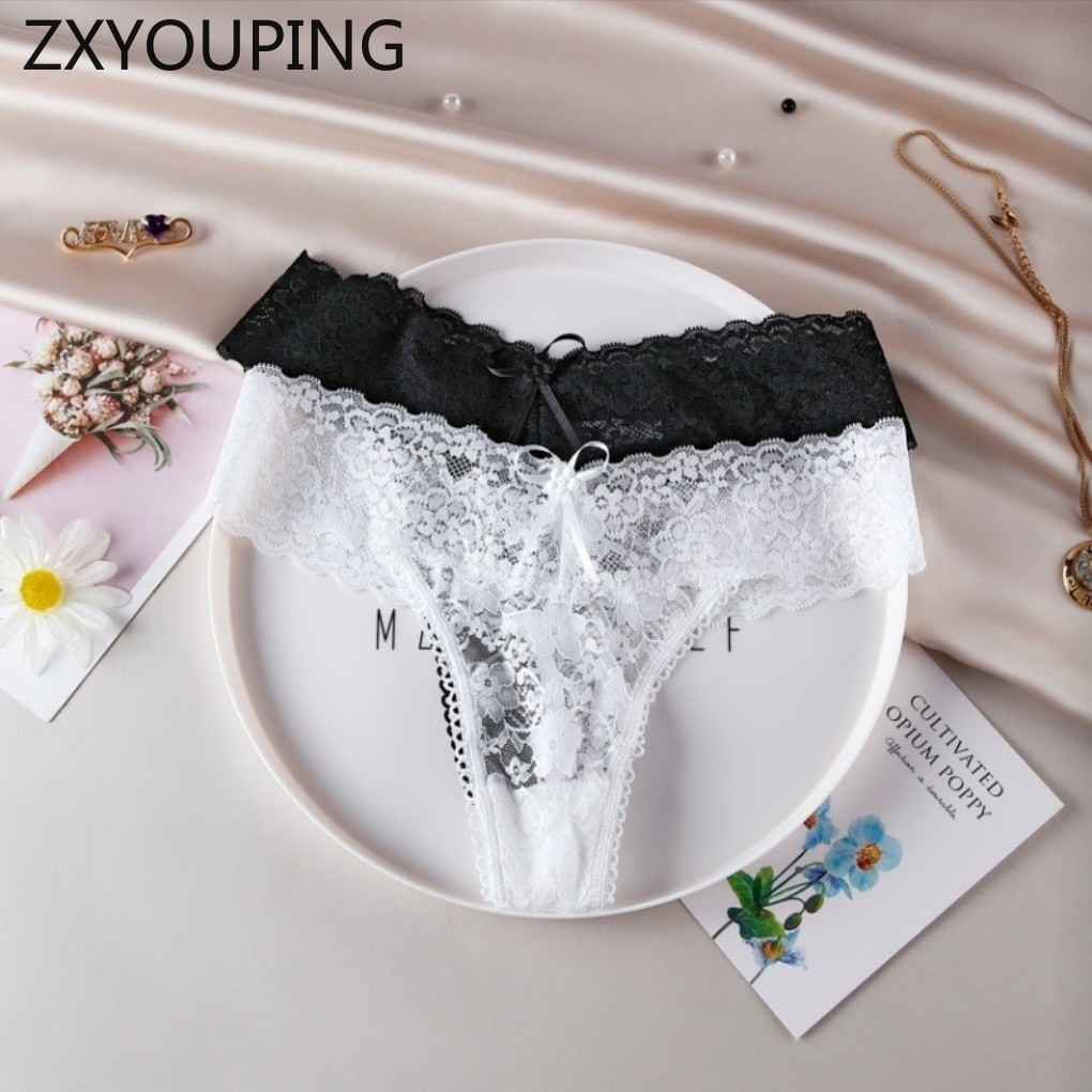 Zxyouping ผู้หญิงเซ็กซี่ลูกไม้ทองต่ําเอว Hollow Out G String หญิงไม่มีรอยต่อโปร่งใส T-Back ชุดชั้นใน Solid Intimates กางเกง
