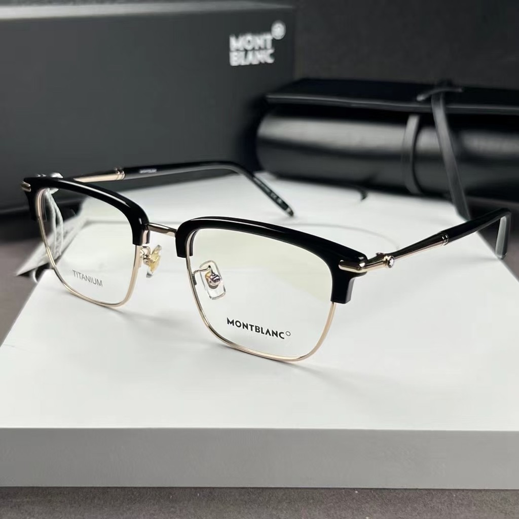 พร้อมสต็อก Montblanc กรอบแว่นตา Montblanc MB0243O 54-21-145 Ultra-Light หลายรูปแบบธรรมดาสายตาสั้นกรอบแว่นตา Fashionista คุณภาพสูงอินเทรนด์ Casual All-Match