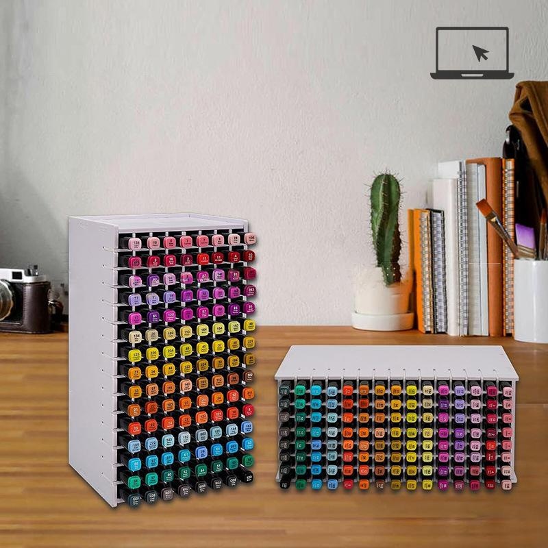 [TH] Art Marker Storage Rack สําหรับเครื่องหมาย 72/120 แปรงสีน้ําปากกาดินสอสี Organizer Holder สําหรับโต๊ะ TH