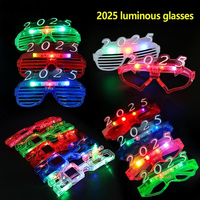 Egn 1 PC 2025 แว่นตานีออนเรืองแสงใน Dark LED Light Up แว่นตา Party Favors ของขวัญคริสต์มาสสําหรับปีใหม่ Party Luminous ﻿ของตกแต่ง N