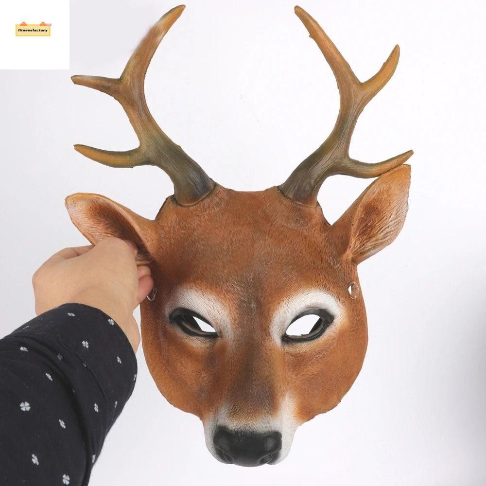 Fitnessfactory หน้ากากหัวกวางของขวัญไนท์คลับสําหรับสาวอะนิเมะคอสเพลย์ Pros Masquerade Mask Party Supplies Face Mask Christmas คอสเพลย์ Pros Eye Mask Kabuki Kitsune Mask