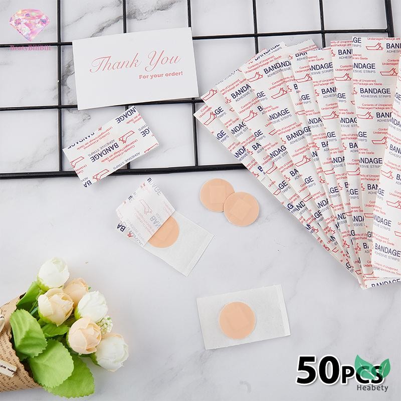 Heabty 50 ชิ้นรอบปฐมพยาบาลกันน้ํา Healing Wounds กาว Band Aid ใหม่