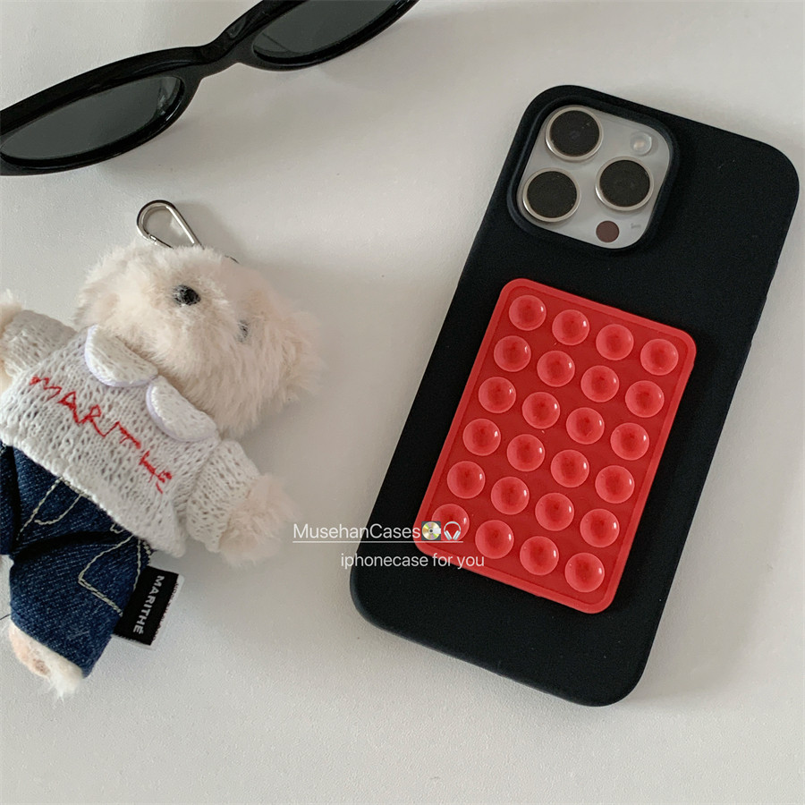 สไตล์เกาหลี ins Sweet Cool Simple สีทึบซิลิโคนเหลวเหมาะสําหรับ 16proMax/13 เคสโทรศัพท์ 12 เคสป้องกัน 15promax คู่ 14 ถ้วยดูดซิลิโคน