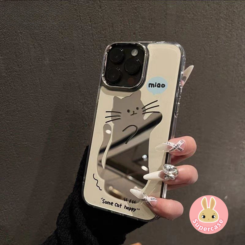กระจกน่ารักแมวเคสโทรศัพท์สําหรับXiaomi 15 Ultra Civi 4 Pro Poco C75 C71 X7 M7 Pro F7 Ultra Mi 10T Pro 5G Redmi A5 4G Turbo 4 3 A4 หมายเหตุ 14 4G Soft Coverชุบเลนส์กรอบปลอก